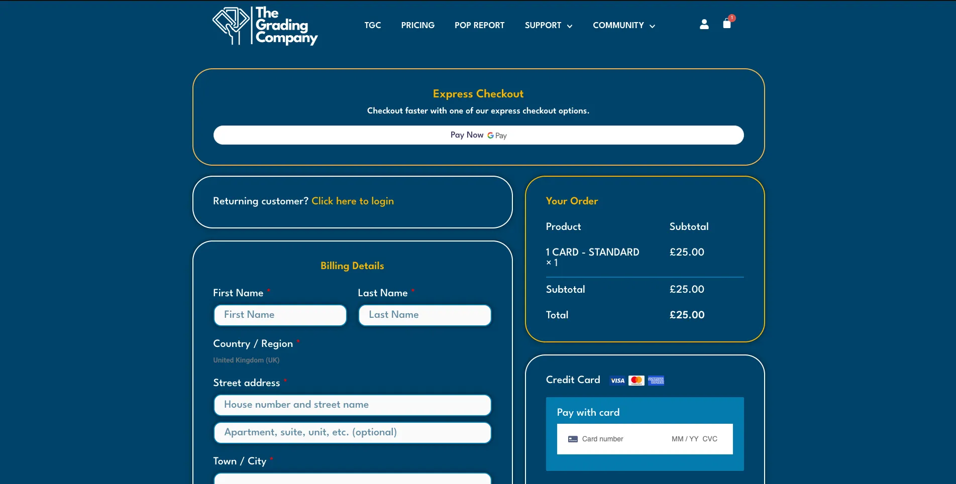 Checkout page